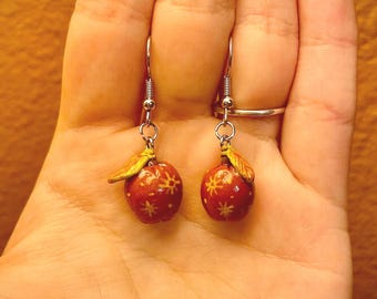 Fantastic Fox-Inspired Earrings | Apple Dangle Earrings | Whimsical Apple Earrings