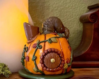 Handcrafted Pumpkin Cottage | Incense House | Fall Home Decor | Halloween