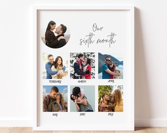 6 Month Anniversary Photo Collage Gift for Boyfriend (Digital File)