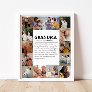 Idea de regalo para abuela, collage de fotos personalizado para abuelos, collage de fotos para niñeras, definición de abuela, regalos para abuelos, collage para nana