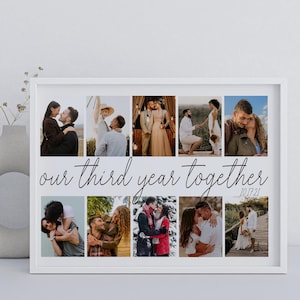 Regalo de tercer aniversario con foto personalizada para él, regalo de tercer aniversario para esposa, collage digital, regalo de tercer aniversario, regalo con foto personalizada