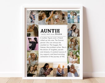 Custom Aunt Photo Collage Print, Personalized Auntie Gift (Digital File)