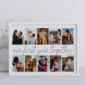 Personalized Photo Collage, One Year Anniversary Gifts for Boyfriend, 1st Anniversary Gift for Husband, Our First Year Together, Gift to Him