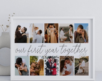 Personalized Photo Collage, One Year Anniversary Gifts for Boyfriend, 1st Anniversary Gift for Husband, Our First Year Together, Gift to Him