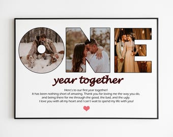 Personalized Photo Collage, First Anniversary Gift (Digital File)
