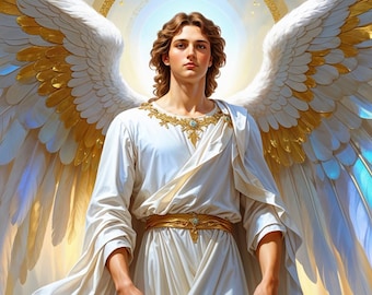 大天使アリエル、ファンタジーアート、すぐにダウンロードできる印刷