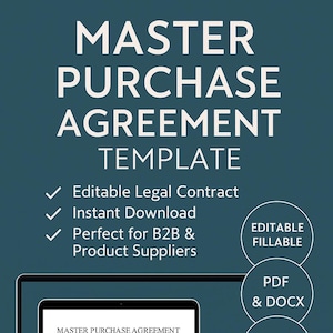 Master Purchase Agreement Template | Legal Contract for Business Transactions | Editable MPA PDF & Word Download