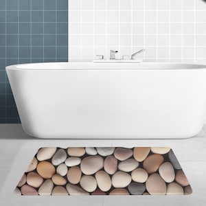 Pebble Pattern Bath Mat: Non-Slip Microfiber Bathroom Rug
