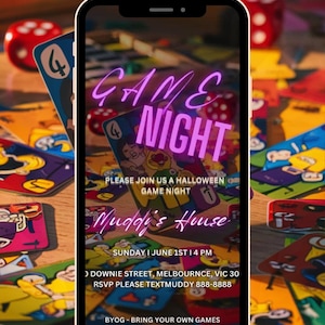 Digital Game Night Flyer, Game Night Invitation, Board Game Invite, Family Game Night, Game Party Invitation, Birthday Game Night Invitation