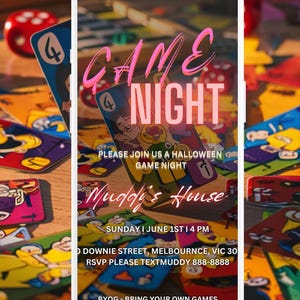 Digital Game Night Flyer, Game Night Invitation, Board Game Invite, Family Game Night, Game Party Invitation, Birthday Game Night Invitation