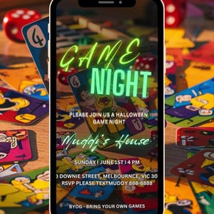 Digital Game Night Flyer, Game Night Invitation, Board Game Invite, Family Game Night, Game Party Invitation, Birthday Game Night Invitation