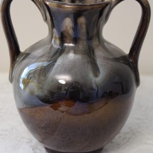 Vintage Brown Drip Glaze Pottery Jar With 2 Handles, Studio Pottery ...