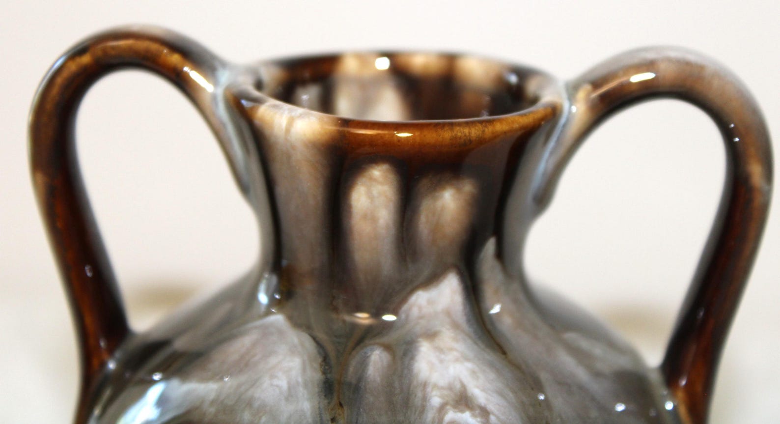Vintage Brown Drip Glaze Pottery Jar With 2 Handles, Studio Pottery ...
