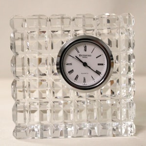 Waterford Crystal Table Clock, Waterford Crystal Square Desk Clock, 3x3 Quartz Office Desk Clock, Quadrata Cube Desk Table Clock