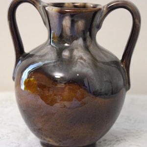 Vintage Brown Drip Glaze Pottery Jar With 2 Handles, Studio Pottery ...