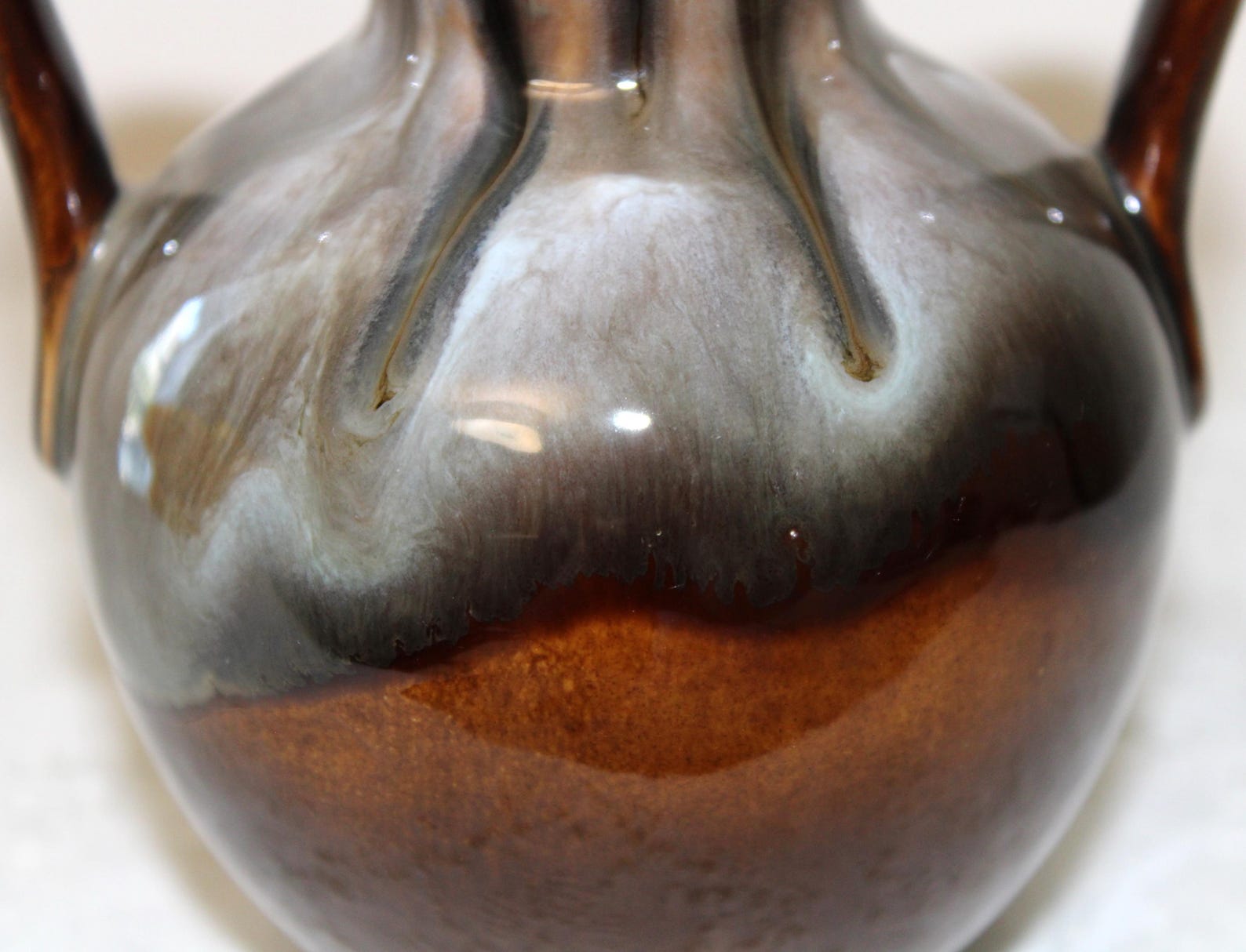 Vintage Brown Drip Glaze Pottery Jar With 2 Handles, Studio Pottery ...