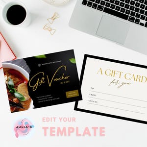 Bewerkbare cadeaubonsjabloon, kleine zakelijke benodigdheden, afdrukbare cadeaubon, cadeaubon, ingrediëntenmaaltijd DIY-foodrestaurant