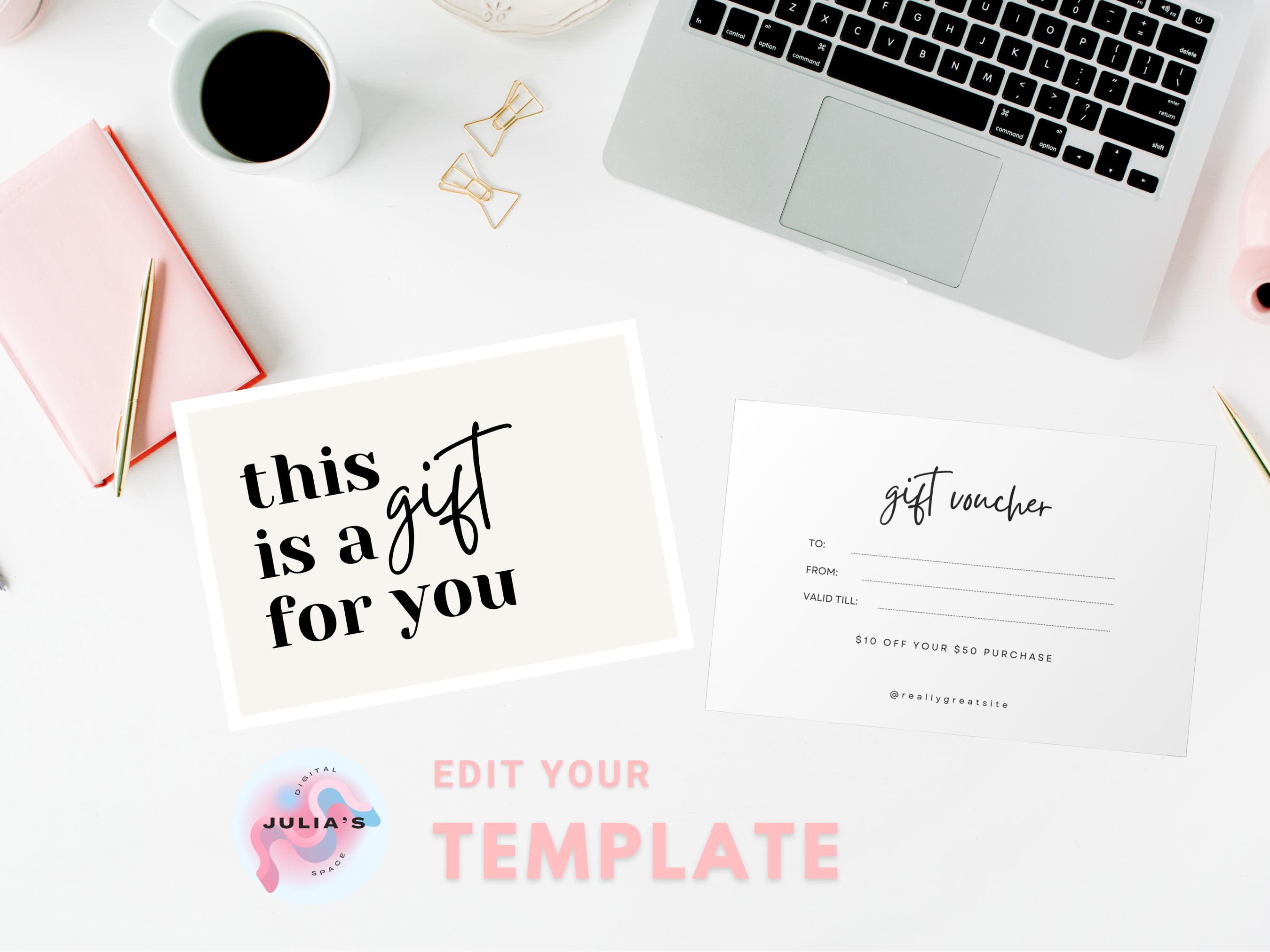 Editable Gift Certificate Template, Small Business Supplies, Printable ...