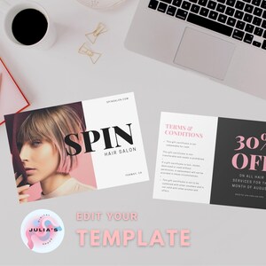 Modèle modifiable de chèque-cadeau, fournitures pour petites entreprises, chèque-cadeau imprimable, carte-cadeau, cadeau DIY pour un soin esthétique en salon de coiffure