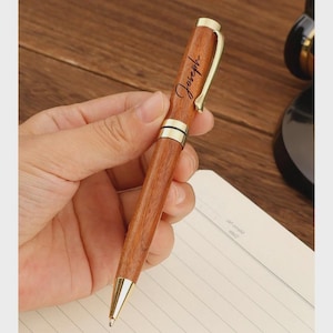 Custom Engraved Wooden Ballpoint Pen Gift Set with Luxury Ballpoint Pen, Business Pen Case Display Pen with name for Gift. Christmas Gift.