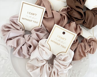 Bridesmaid Satin Hair Scrunchies Soft Perfect Proposal Gift (GRACE)