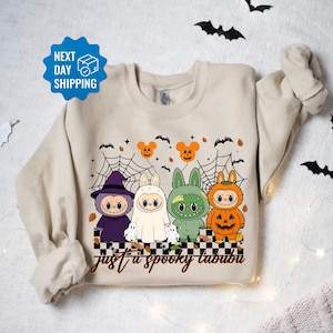 Just a Spooky Labubu Shirt, Halloween Labubu Sweatshirt, Labubu Lover Gift, Monster Doll Shirt, Ghost & Witch Labubu Shirt, Cartoon Doll Tee