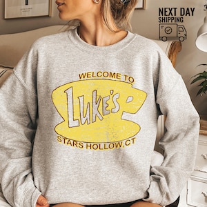 Welcome to Luke&#39;s Shirt, Coffee Lover Sweatshirt, Retro Coffee Shirt, Cute Fall Shirt, Autumn Sweatshirt, Gift for Her, Coffee Lover Gifts