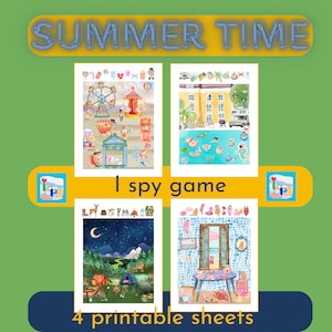 I Spy kids activity game Summer time | Busy book sheets | seek & find game | Quiet time pre-school Kindergarten children | Hodden Objects