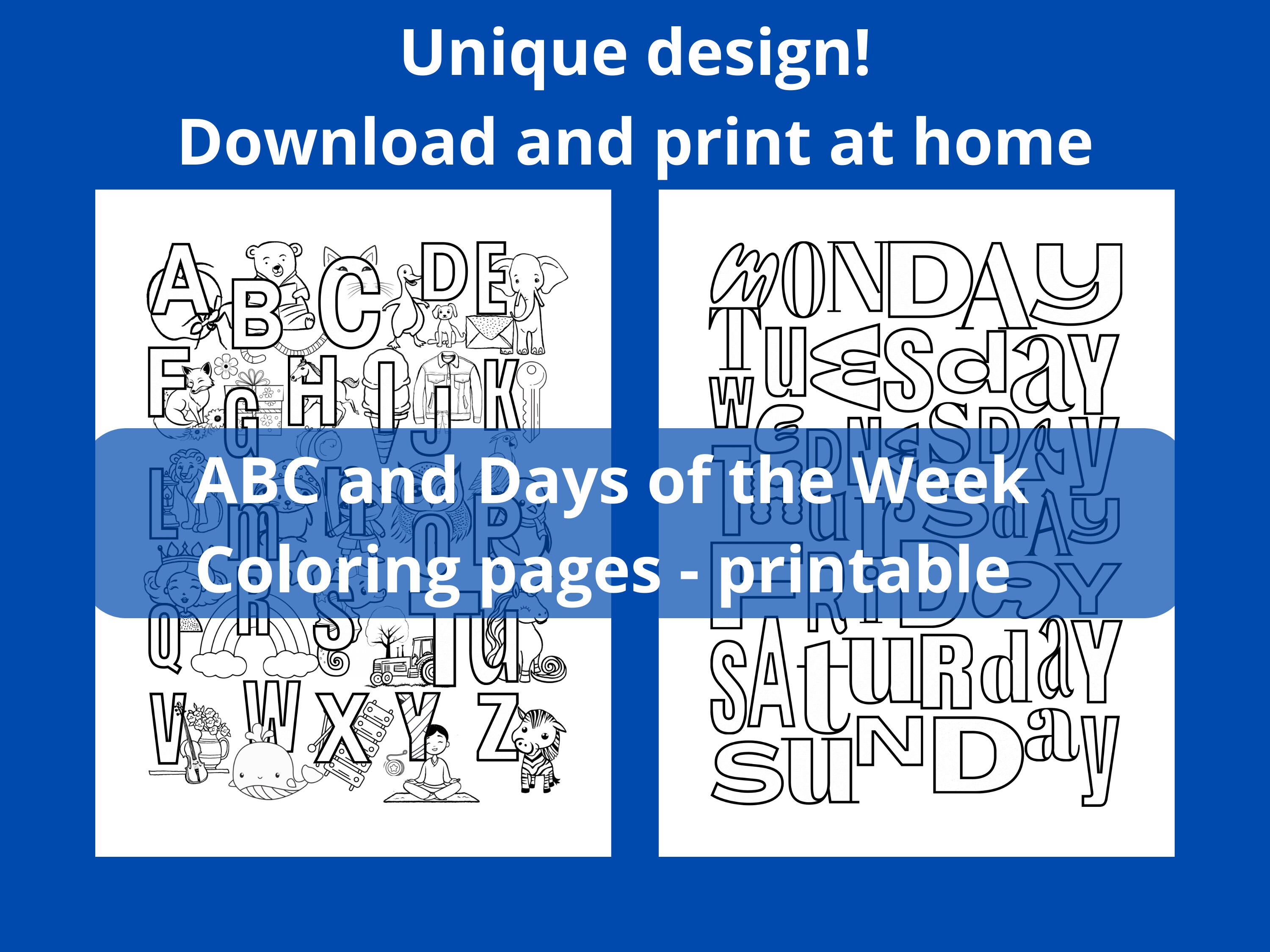 ABC & Days of the Week Coloring Pages: Educational Printable (digital ...