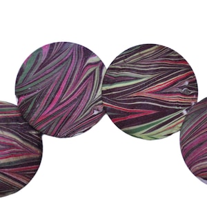Marbled Wooden Coasters Set of 4 Stripes with a Planet Red Yellow Brown Green image 1