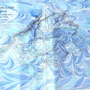Antike Marmorierte Karte | Passend zur Rahmung | Einzigartiges Design | Kanadischer Gletscher | Monochrome Marmorierung | MM-OFG #2