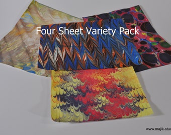 Marbled Paper | Four Sheets | Variety Pack | You Choose | Home Projects | Card Making | Journal Binding |