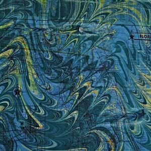 Einzigartige marmorierte antike Florida Karte | Blue Waves | Rahmenfähige Kunst | Beach Life | Beach Lovers | Für Floridianer | Zwei Stücke
