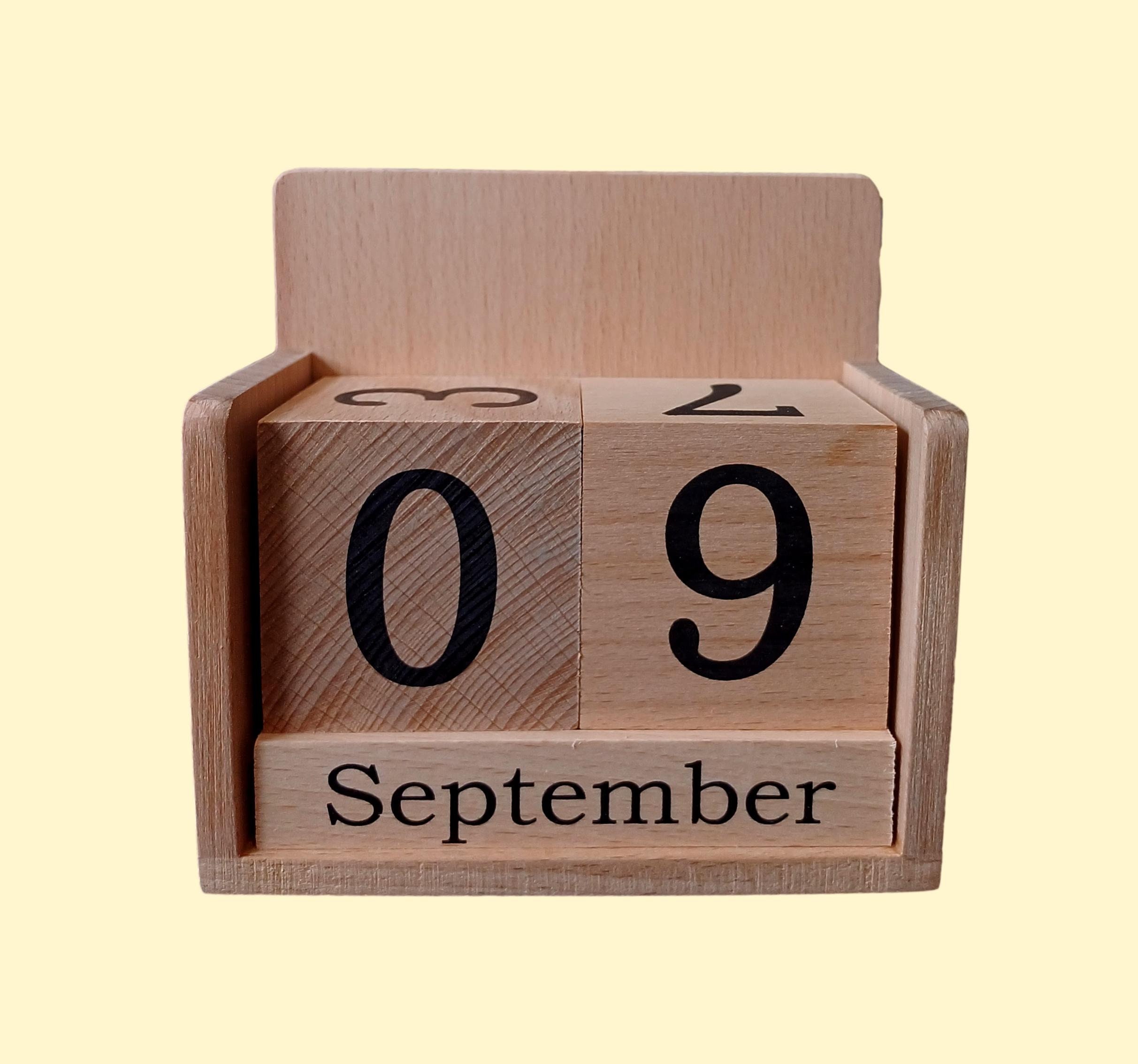 Handcrafted Wooden Perpetual Calendar: Rustic Desk Decor (13cm) - Etsy
