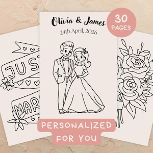 Personalized Wedding Coloring Book: 30 Page Kids Activity (Digital Download)