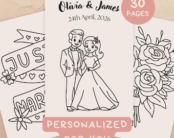 Personalized Wedding Coloring Book: 30 Page Kids Activity (Digital Download)