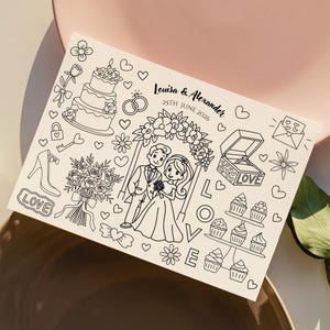 Bewerkbare placemat bruiloftkleuring: kindertafelactiviteit (digitale download - canvasjabloon) afbeelding 6