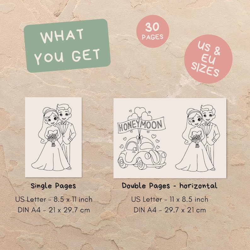 Wedding Coloring Book for Kids: 30 Kids Activity Pages (Digital Download) image 2