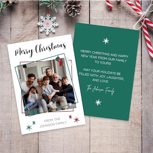 Aangepaste kerstkaartsjabloon - kleurrijke kerstkaart - familiefotokaart - digitale kerstkaart - Canva-sjabloon - FS16