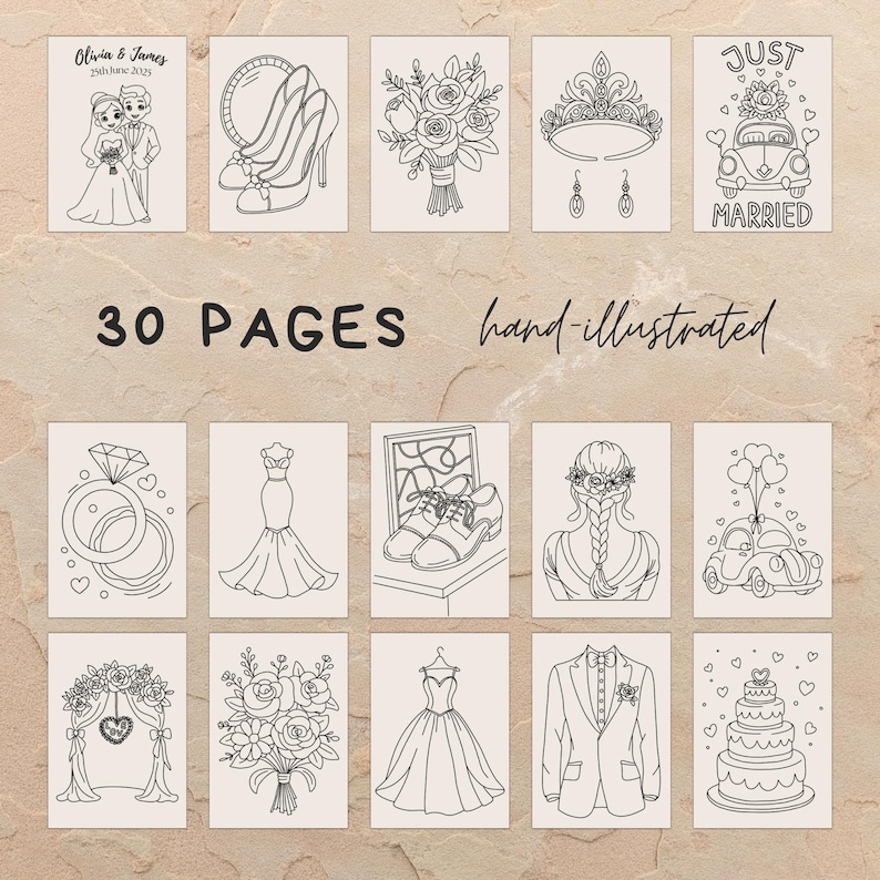 Editable wedding coloring pages for kids, Canva wedding activity book with customizable cover, printable kids wedding coloring book for flower girls, ring bearers, and reception kids tables, instant digital download.