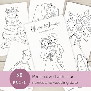 Personalized Wedding Coloring Pages for Kids - Wedding coloring book as wedding actvities for children - Digital Download - 30 Pages