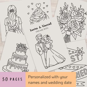 Pagine da colorare personalizzate per matrimonio per bambini - Libro da colorare PDF per matrimonio come attività per bambini - Download digitale - 30 pagine