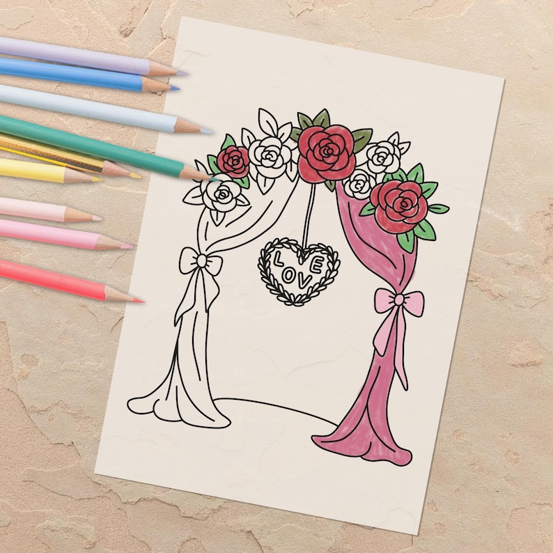 Editable wedding coloring pages for kids, Canva wedding activity book with customizable cover, printable kids wedding coloring book for flower girls, ring bearers, and reception kids tables, instant digital download.