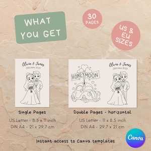 Editable wedding coloring pages for kids, Canva wedding activity book with customizable cover, printable kids wedding coloring book for flower girls, ring bearers, and reception kids tables, instant digital download.