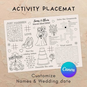 Personalized Wedding Activity Placemat: Kids Wedding Games Canva Template (Digital Download)
