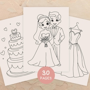 Wedding Coloring Book for Kids: 30 Kids Activity Pages (Digital Download) image 1