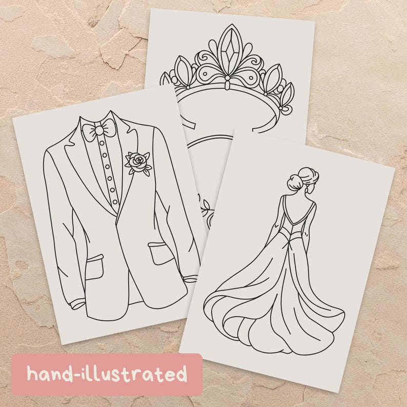 Editable wedding coloring pages for kids, Canva wedding activity book with customizable cover, printable kids wedding coloring book for flower girls, ring bearers, and reception kids tables, instant digital download.
