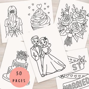 30 Wedding Coloring Pages for Kids - Kids wedding activity pack - PDF Wedding coloring book for kids - Digital Download