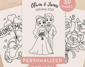 Personalized Wedding Coloring Pages: 30 Page Wedding Reception Activity Book for Kids (Digital Download)