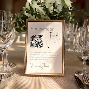 Honeymoon Fund QR code sign - Editable Honeymoon Fund Sign Template - Floral Venmo QR code sign - Editable Canva Template - FS13